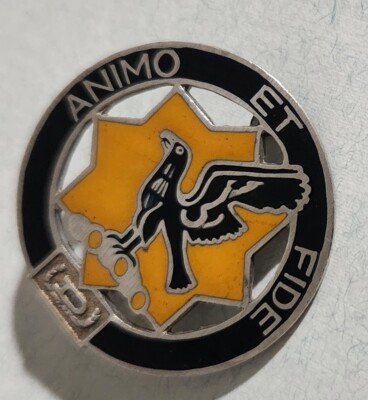 STERLING BROOCH FIDE,ANIMO,RY F W, BLACK & YELLOW