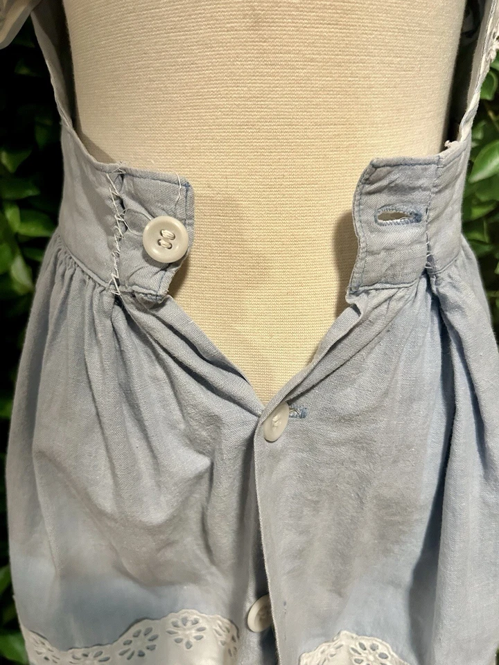 Vintage 50s JEAN DURAIN Hollywood Child’s Dress Light Blue Cotton Button 5/6 - Image 4 of 4