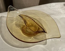 Vintage Viking Epic Freeform Split Amber Candy / Nut dish