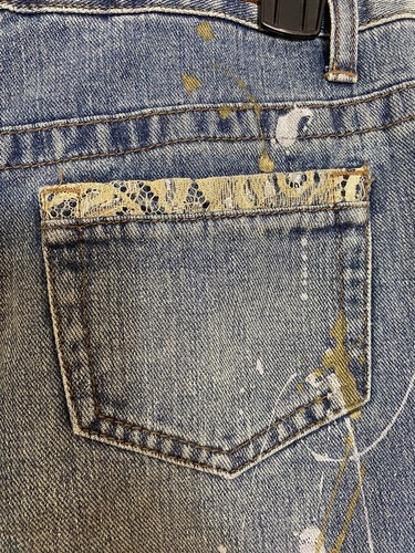 NWT Limited Too Plus Size 8 1/2 Blue Denim Jeans Embellished Distressed Flare - Picture 7 of 8