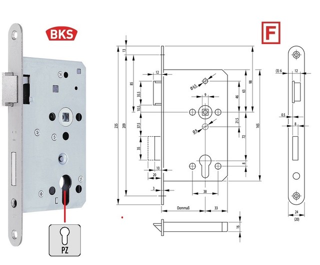 Hörmann Panikschloss 1201 PZ Für Stahltüren, Rechts
