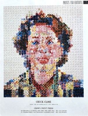 1987 CHUCK CLOSE ''Leslie '' Color Woodblock Print Art Vintage PRINT AD
