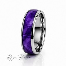 Purple Agate Tungsten Ring | 6mm and 8mm Wedding Band