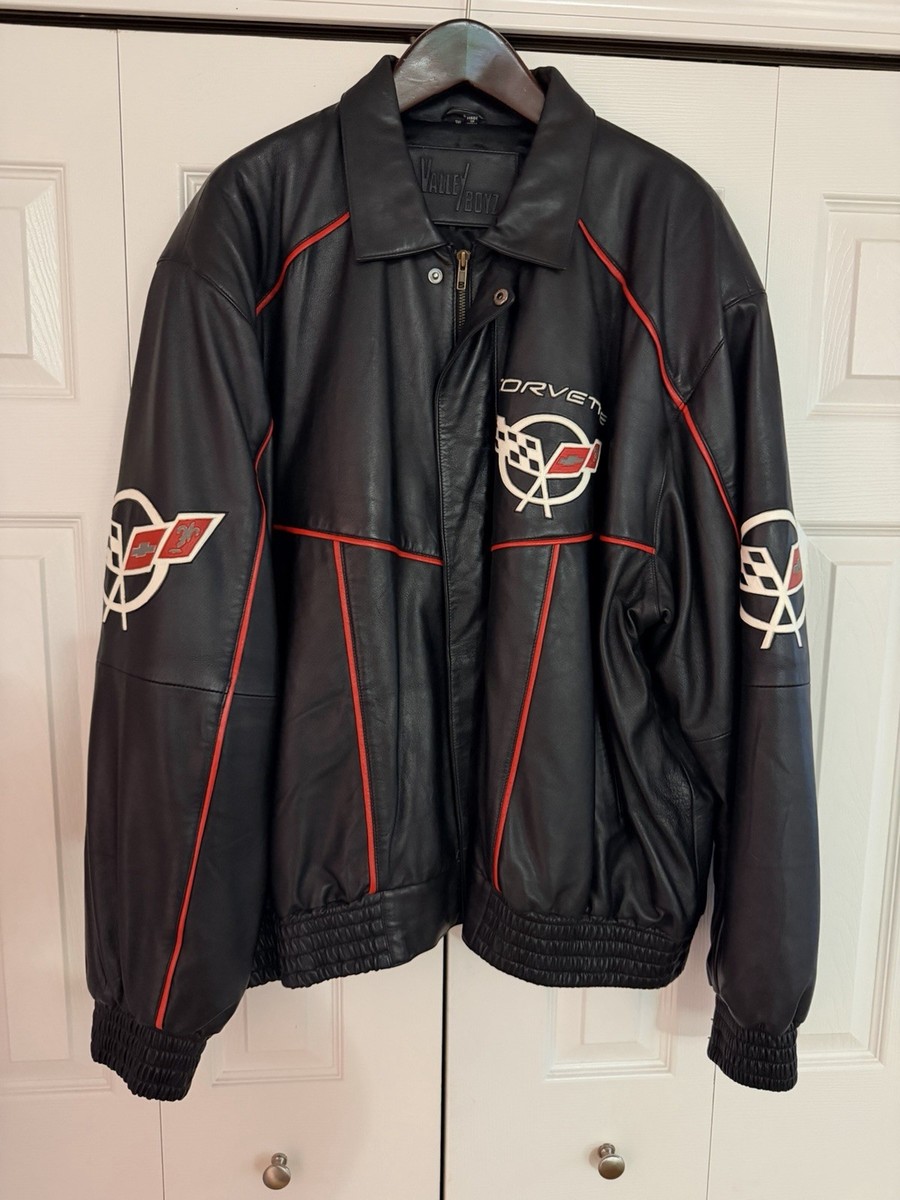 Vintage Valle Boyz Corvette C5 Leather Bomber Racing Jacket | eBay