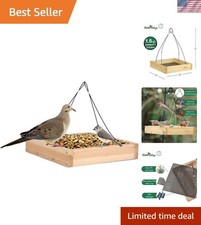 Cedar Tray Bird Feeder for Backyard Enjoyment - Attracts Many Birds