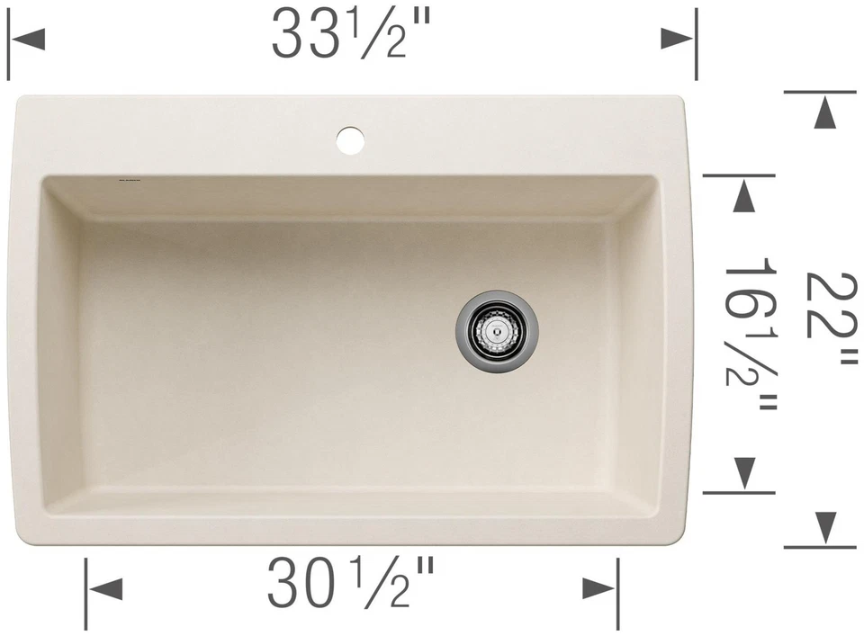 Blanco 440195 钻石 33-1/2 英寸双底座单盆 SILGRANIT - 松露 — 第 2/4 张图片