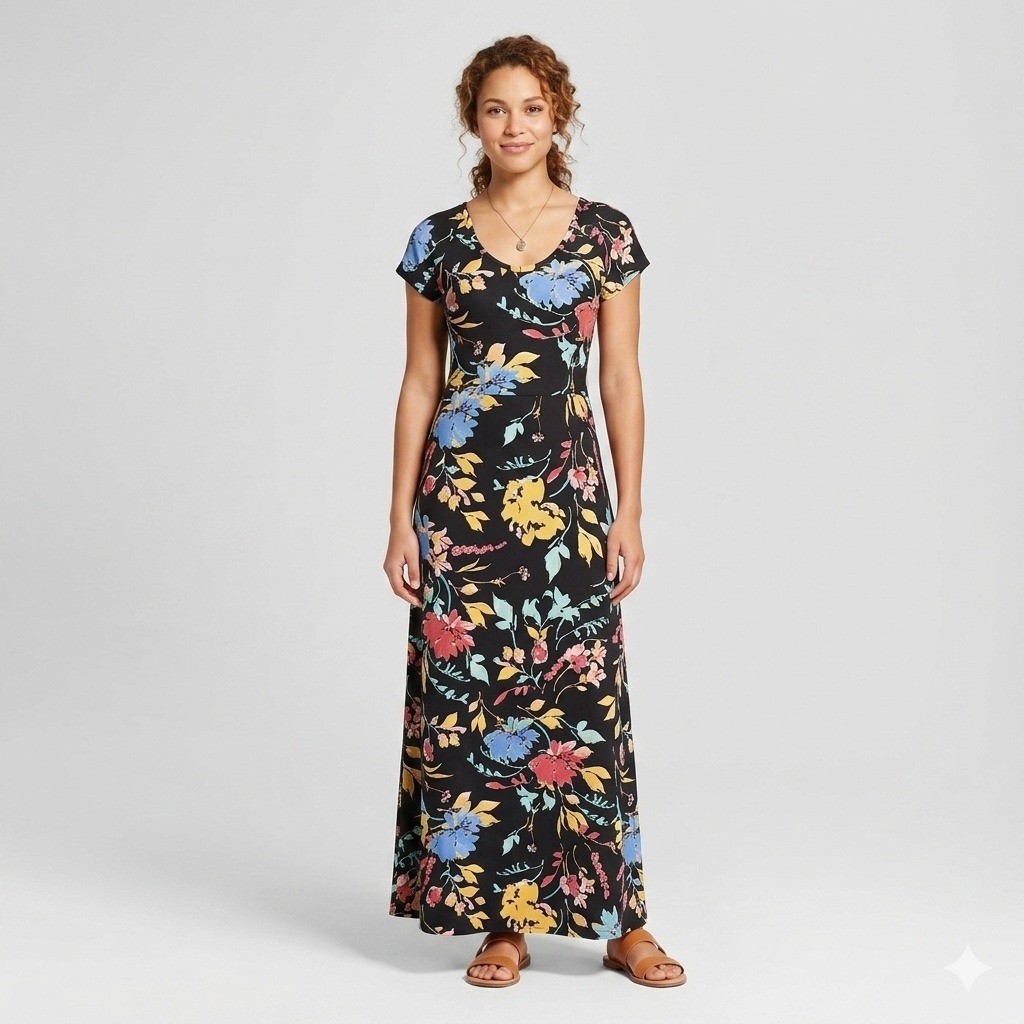 green emerald velvet dress Square Neck Fit & Flare Poplin Maxi Dress main image 0