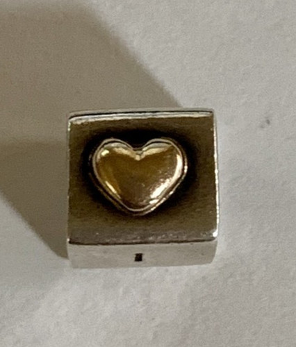 Pandora Retired Two-Tone I Love You Cube Charm 790200 925 ALE 14K Gold