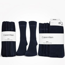 Calvin Klein Men’s Crew Socks 3 Pack Black Grey Blue Navy Cotton CK One Size