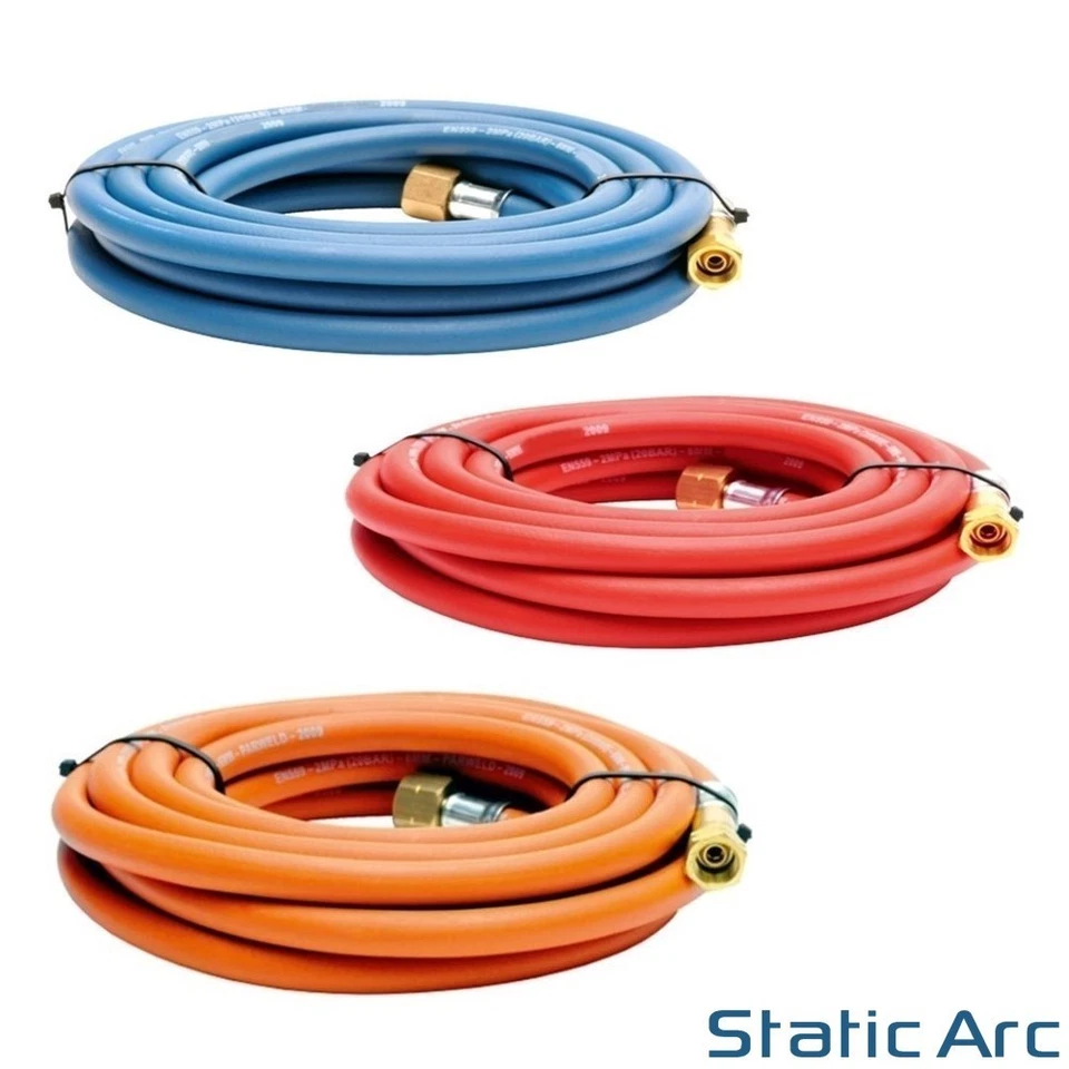 STATIC ARC GAS HOSE OXYGEN ACETYLENE PROPANE 3/8 BSP FITTING OXY-FUEL WELDING CUTTING 10m