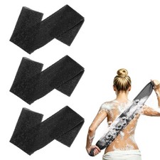 3 Pcs Back Scrubber, 25 Inch Nylon Bath Sponge Extended, Black