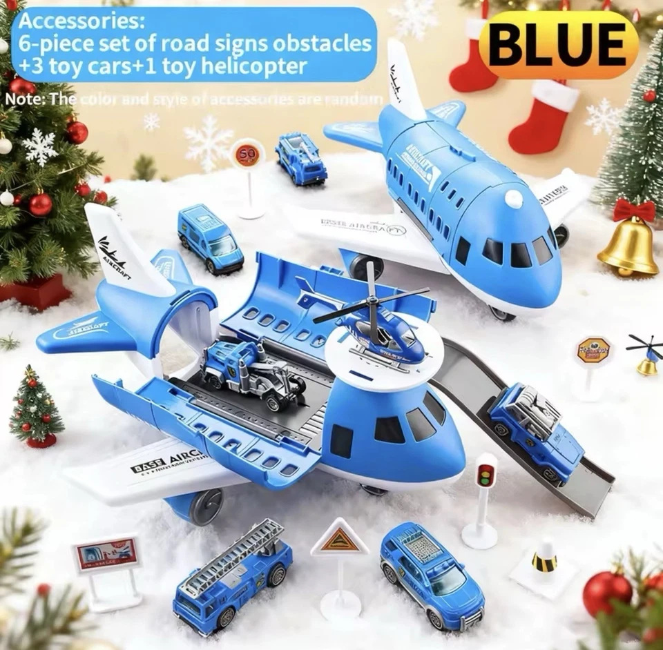 Новая модель самолета-трансформера с местом для хранения 3 игрушечных автомобиля + 1 мини-самолет рождественский детский - Изображение 4 из 4