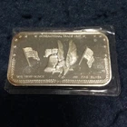 Silver Bar ● 1 Troy oz ●  Patriotic ● Eagle, Flags, Liberty Bell ●  .999 fine