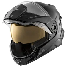 CKX Mission AMS Snowmobile Helmet Double Lens Shield Matte Black Sun Visor Case