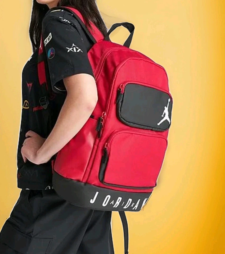 Air Jordan Essential Red Black White Back to School 25 L Backpack 9A0670 H24 NEW - Image 2 of 4