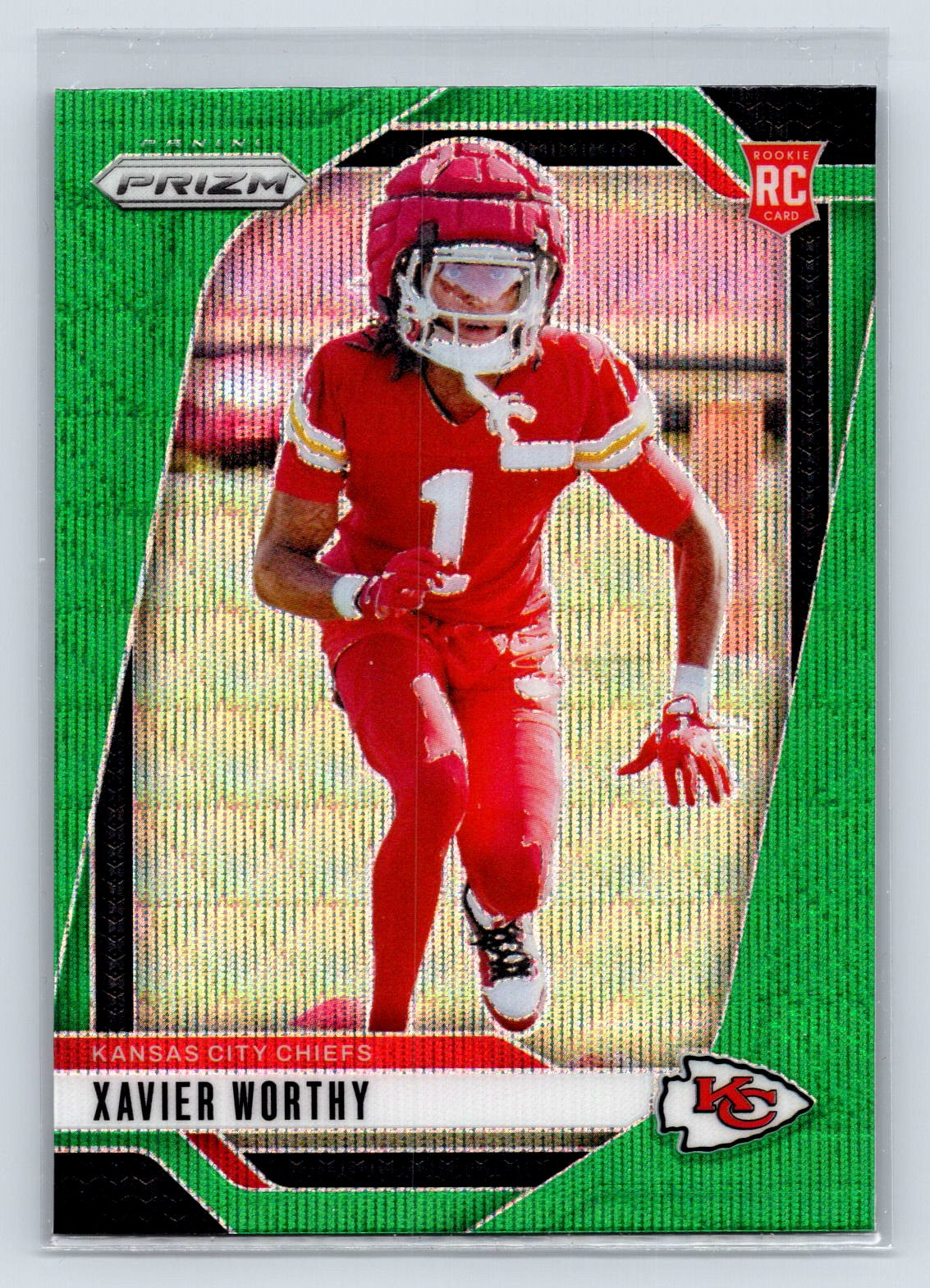 Xavier Worthy Rookie 2024 Panini Prizm #399 Green Wave Kansas City Chiefs RC 3-9