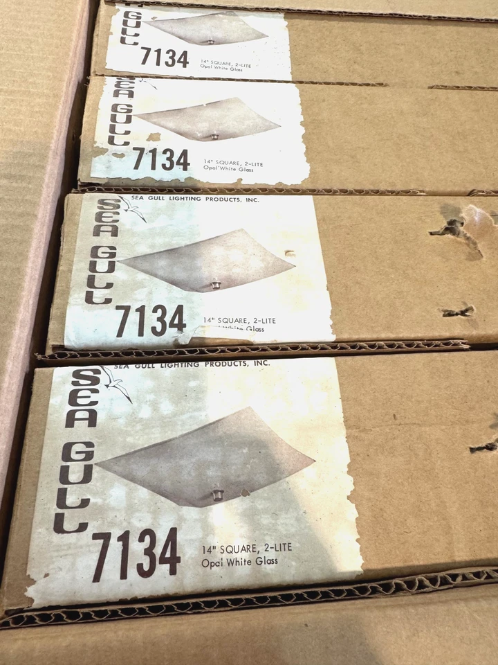 Lámpara de techo cuadrada blanca vintage texturizada 14" 2 luces MCM NUEVA 7134 Foto 4 de 4