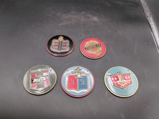 FIVE ORIGINAL 1950s WHEATIES CEREAL METAL AUTOMOBILE CAR EMBLEM BADGE