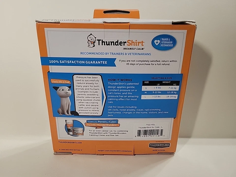 Camisa Thunder Jaqueta Ansiedade Gato, Cinza Sólido Grande (13 lbs+) ~Nova~ - Imagem 3 de 4