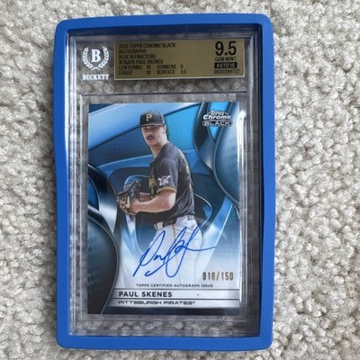 Topps 2025 Chrome Black Paul Skenes CBA-PS Blue Refractor /150 Auto BGS 9.5