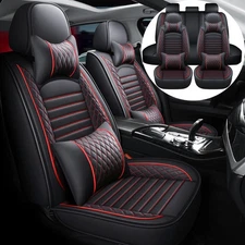 Universal Leather Car Seat Covers Protector 5-Seats Full Set Front Rear Cushion