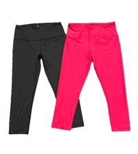 90 Degrees By Reflex Athletic Leggings Lot Of 2 Women’s Size L Pink/Gray
