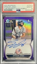 2023 Spencer Jones Bowman Chrome Auto Purple Refractor /250 RC PSA 10 Yankees