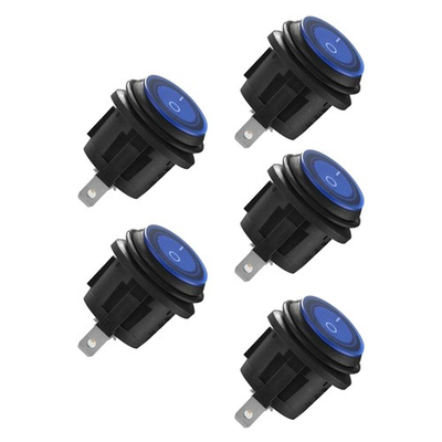 #ad 5Pcs 2 Pins ON OFF Blue LED Round Switch Rocker Waterproof Boat SPST Car AU $7.75