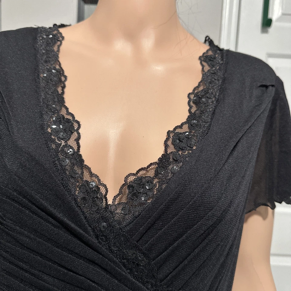 Vestido Negro Adornado Sangría con Escote Joyas Talla 24W Nuevo con Etiquetas Noche, Boda Foto 4 de 4