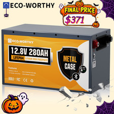 ECO-WORTHY 12V 280Ah 3584Wh Bluetooth Metal Case LiFePO4 Lithium Battery For RV