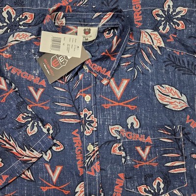 NWT Virginia Cavaliers Blue Wes & Willy Vintage Floral Shirt Hawaiian Mens M UVA