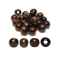30 Pieces 25mm Wooden Beads for Craft, Brown Macrame Wood Beads with10mm Large H