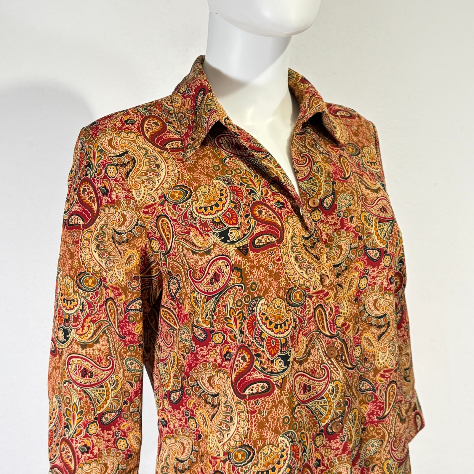 Notations Button Down Blouse Womens Medium Paisle… - image 3