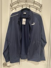 Puma Contrast Logo Tricot Jacket 2.0 Mens Size Medium Navy Full Zip Long Sleeve