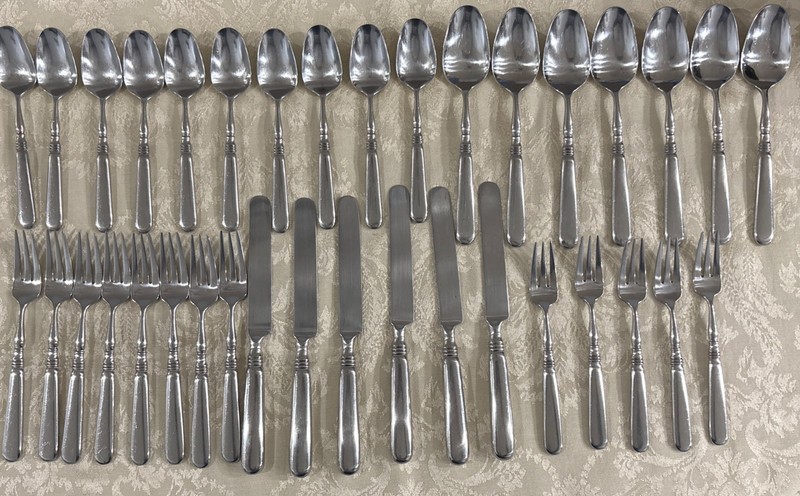 YAMAKAZI 36 pc OLD  DENMARK Satin Stainless Flatware Set Japan