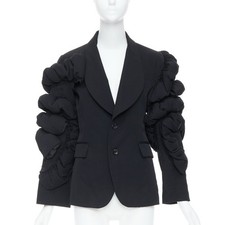 COMME DES GARCONS 2013 black wool tiered puff sleeve blazer jacket S