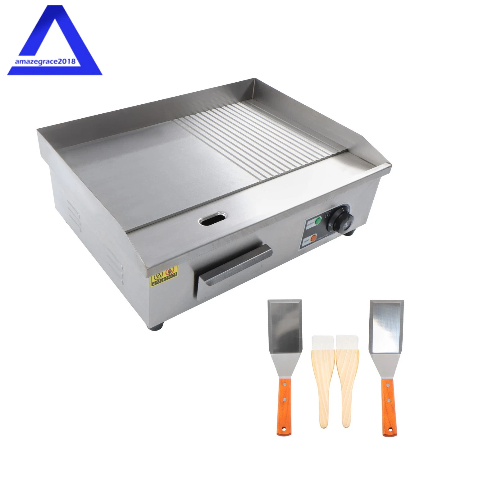 22" Commercial Electric Griddle 3000W Countertop Half-Flat Top Grill 122℉-572℉