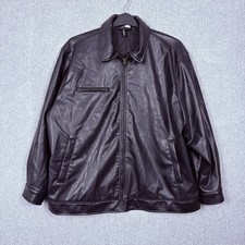 H&M Faux Leather Jacket Mens Size Large Black Classic Black