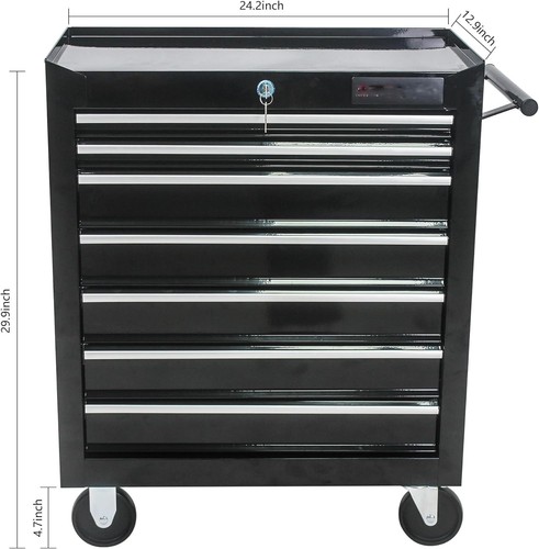 Rolling Tool Chest, 7-Drawer Rolling Tool Box With Interlock System And Wheel... - Picture 2 of 4