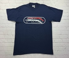 Vintage Fila Made In USA Graphic Spellout Logo Shirt Print Size Medium 90s