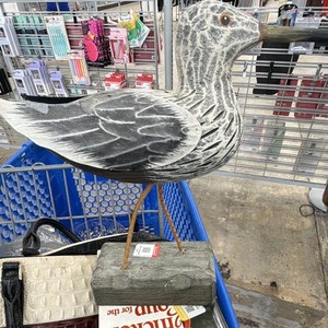 Hand-Painted Wooden Goose Hunting Decoy - Gray White Black, 1pc