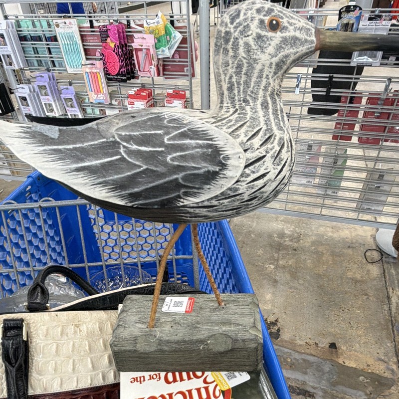 Hand-Painted Wooden Goose Hunting Decoy - Gray White Black, 1pc