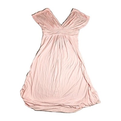 IMAN Global Chic Dress Womens XL Pink NWT Empire Waist Ruched V-Neck Rayon Blend