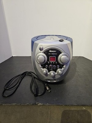Memorex MKS2112NBL CD+G Karaoke System Portable Mic Inputs Blue Tested Works