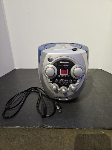 Memorex MKS2112NBL CD+G Karaoke System Portable Mic Inputs Blue Tested Works