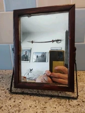 Shaving Mirror or Dresser Antique Vintage Wooden  or  Distressed, Free Standing 