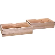 Set of Two Solid Wood Rolling Storage Drawers for Under Bed Made in USA