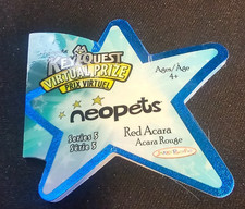 Series 5 Neopets Red Acara Plushie Tag/Star Prize CODE USED LONG AGO