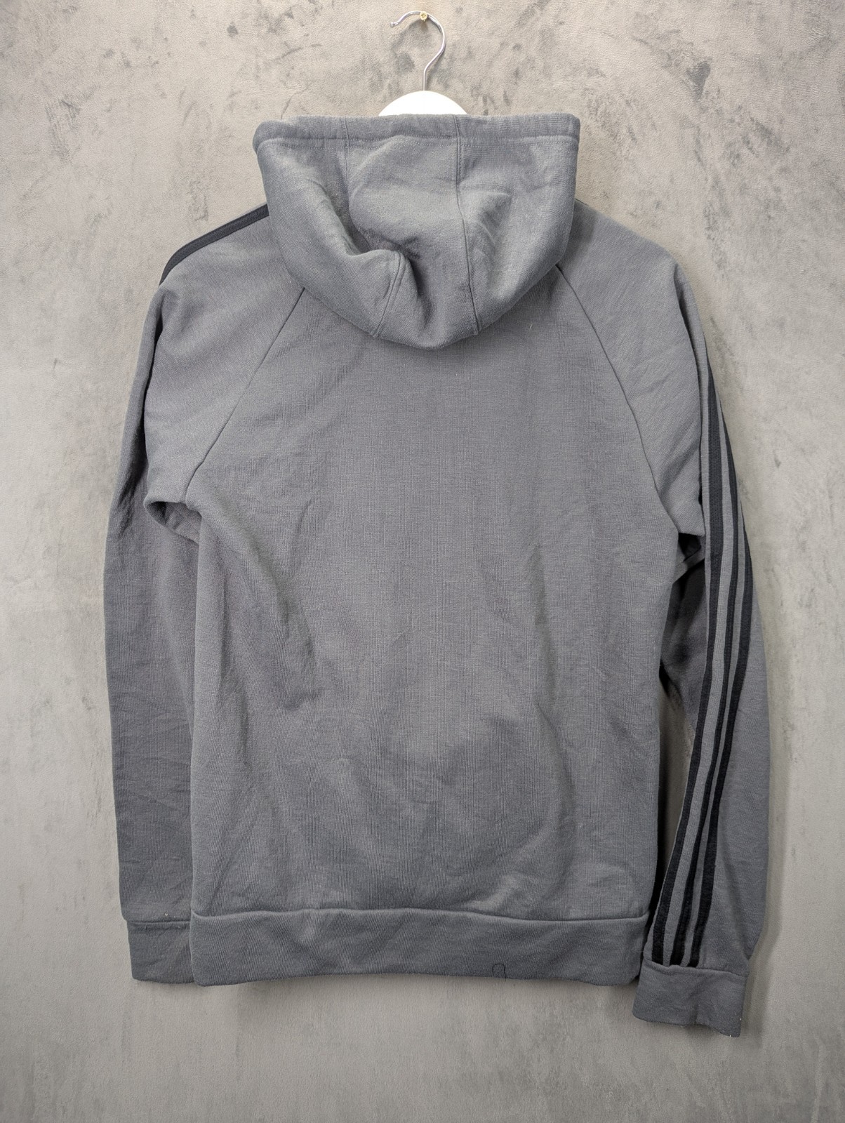 Adidas Hoodie Men's Size Small 3 Stripes Fleece Lined Long Sleeve Grey Logo image 3