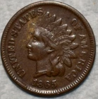 Extra Fine 1865 Plain 5 Indian Head Cent, Attractive, Chocolate-Brown specimen.